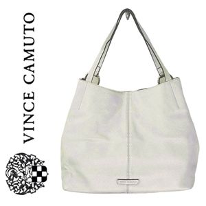 Vince Camuto Lallas Pebbled Leather Large Shoulder Bag in New Silver